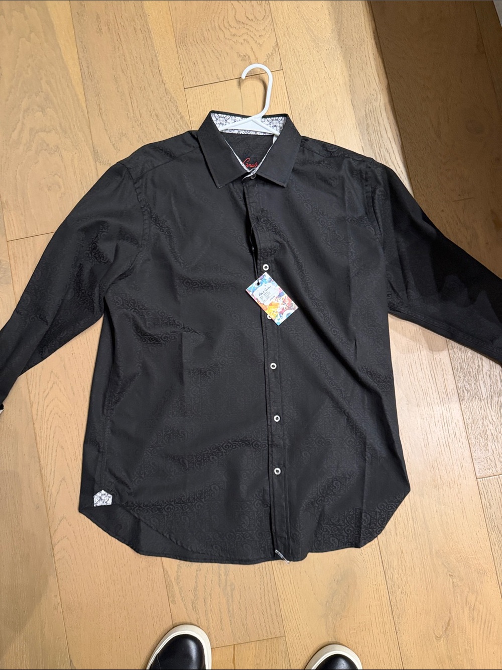 Robert Graham Windsor Black Jacquard Button-Down Shirt